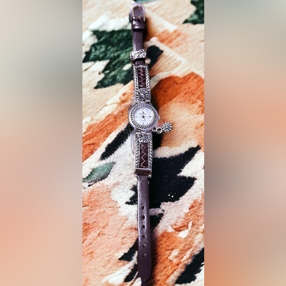 Premier Designs Petal Watch Women’s with Leather Braided and Silver Band